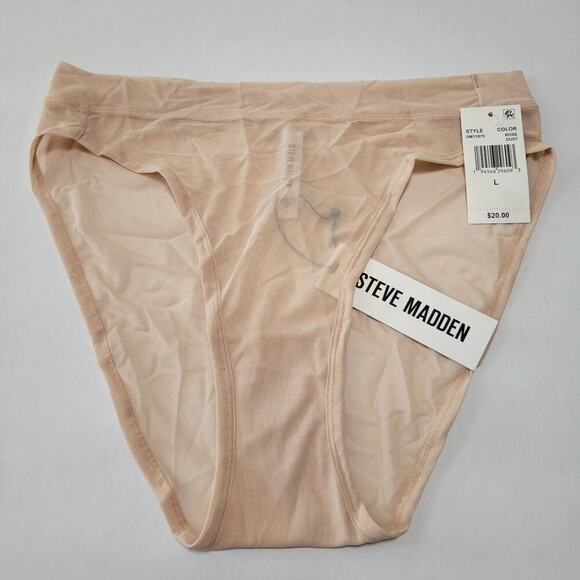 Steve Madden Women's Mesh High-Leg Bikini Underwear SM11875 Rose Dust NWT Large - Picture 2 of 6